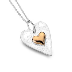 Sea Gems Origins silver pendant heart with rose gold details